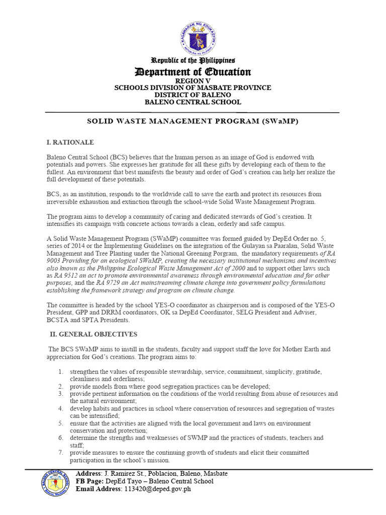 School Solid Waste Management Program | PDF | Waste Management ...