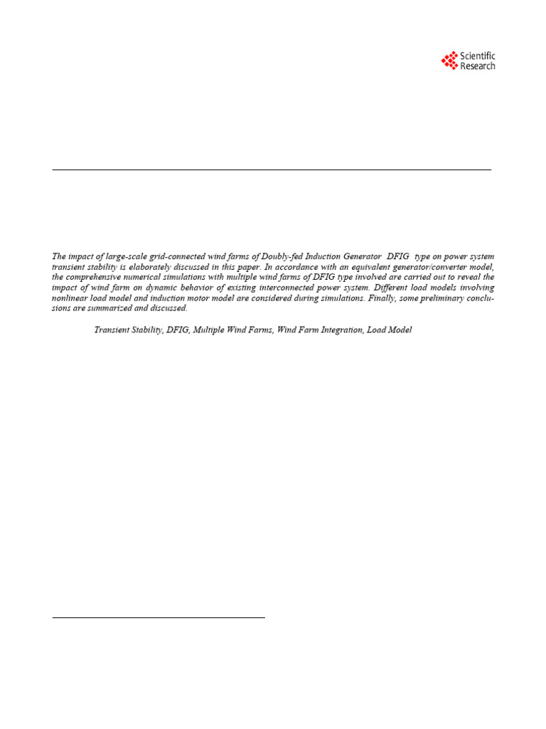 Impact of Wind Farms of DFIG Type On Power System Transient Stability ...