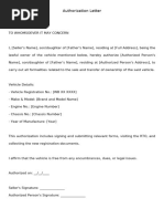 RTO Authorization Letter Template | PDF