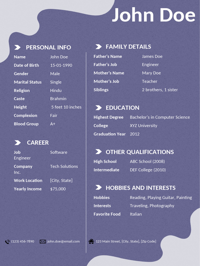 Engineer Marriage Biodata Example | PDF
