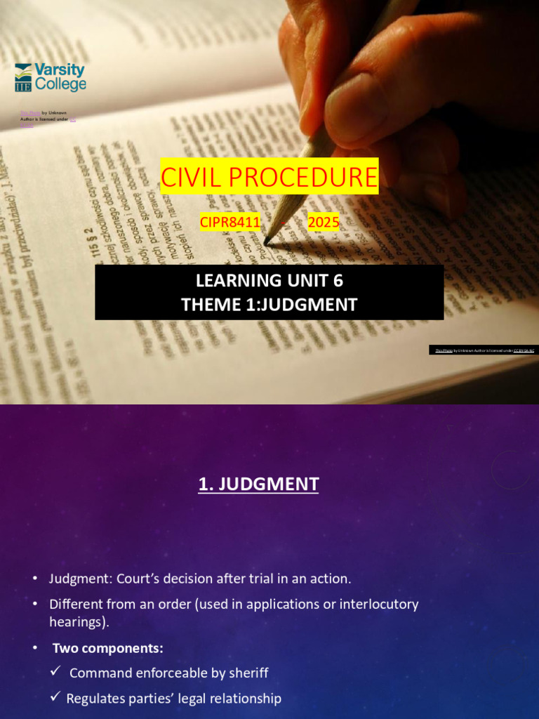 Civil Procedure: Judgments, Interest, Costs | PDF | Judgment (Law ...