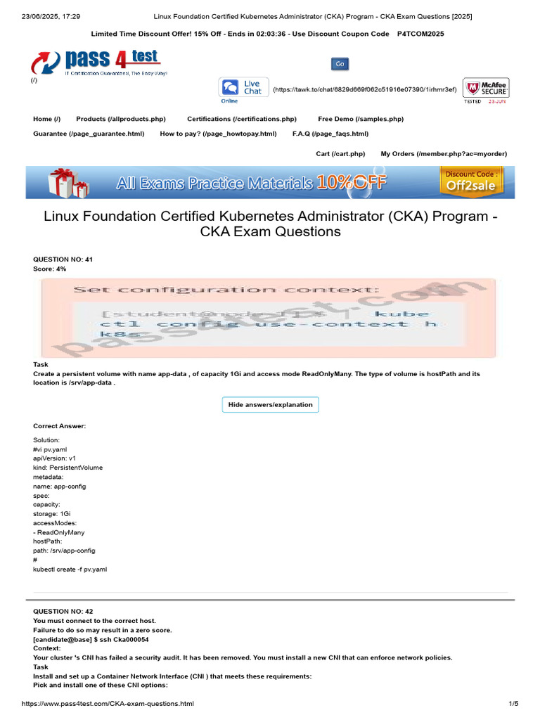 CKA Exam Questions and Solutions 2025 | PDF | Information Technology ...
