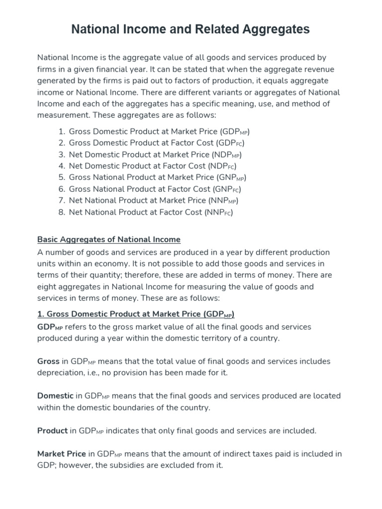 National Income Aggregates Explained | PDF | Gross Domestic Product ...