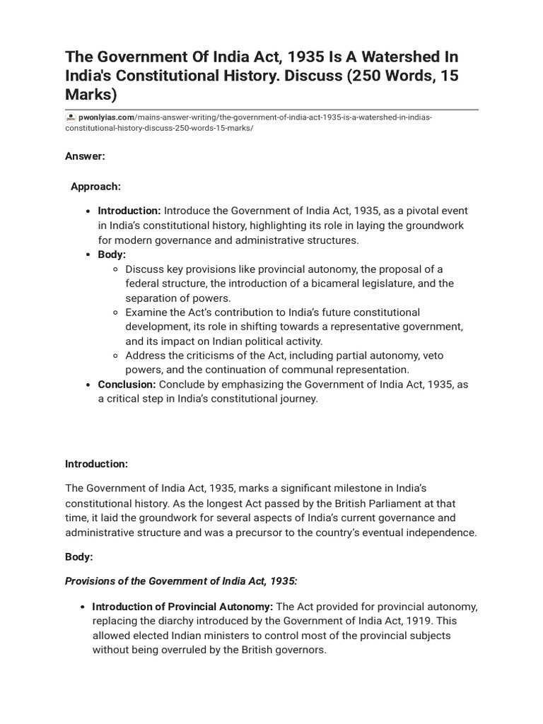 Government of India Act 1935 Overview | PDF | Government Of India ...
