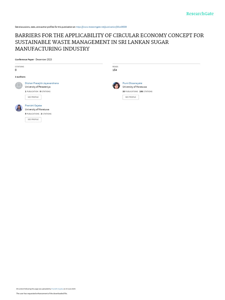 Barriers to Circular Economy in Sugar Industry | PDF | Waste Management ...