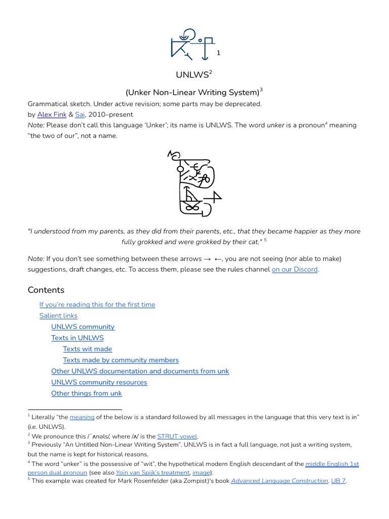 UNLWS: Non-Linear Writing System Guide | PDF | Semantics | Part Of Speech