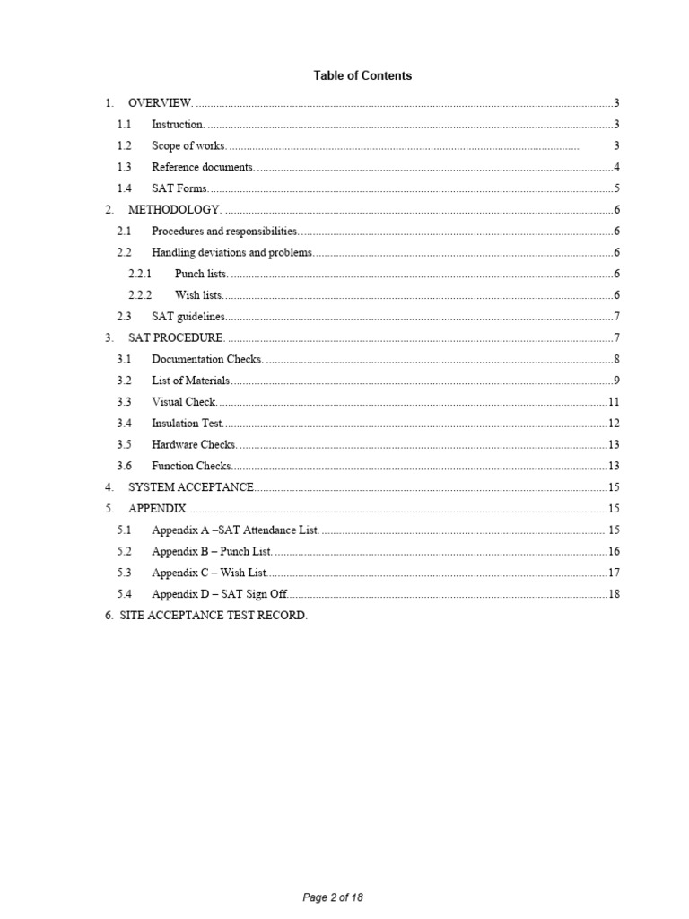 Site Acceptance Test Procedures Guide | PDF | Electrical Wiring | Sat