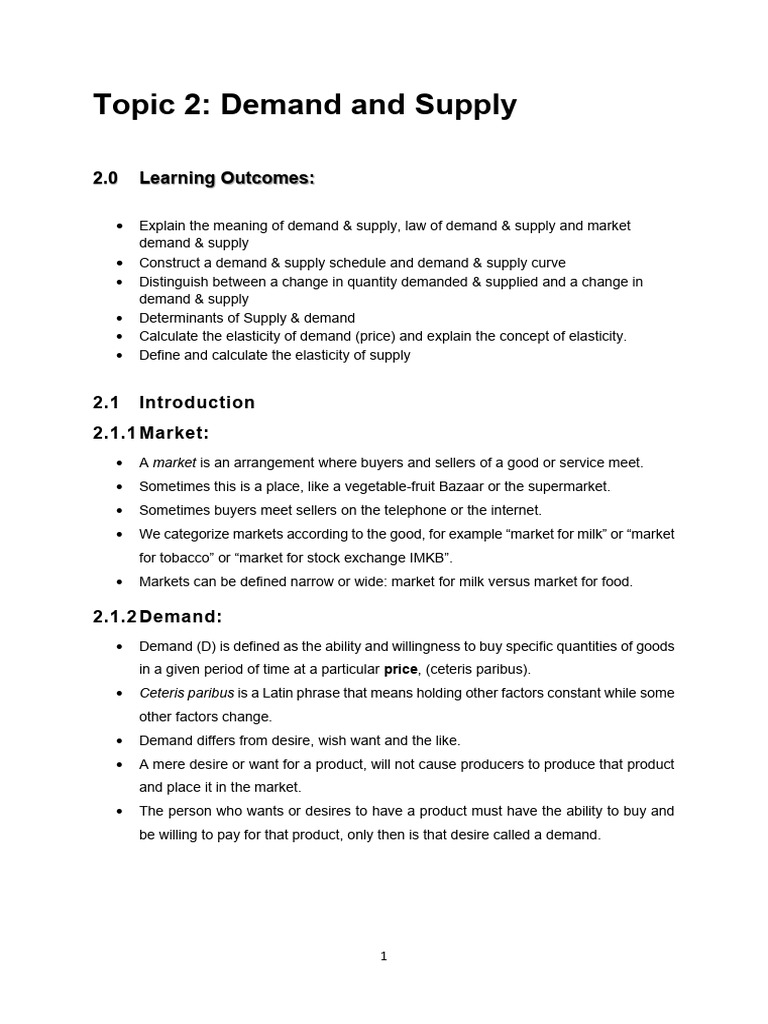 Topic 2 Demand and Supply | PDF | Demand | Supply (Economics)