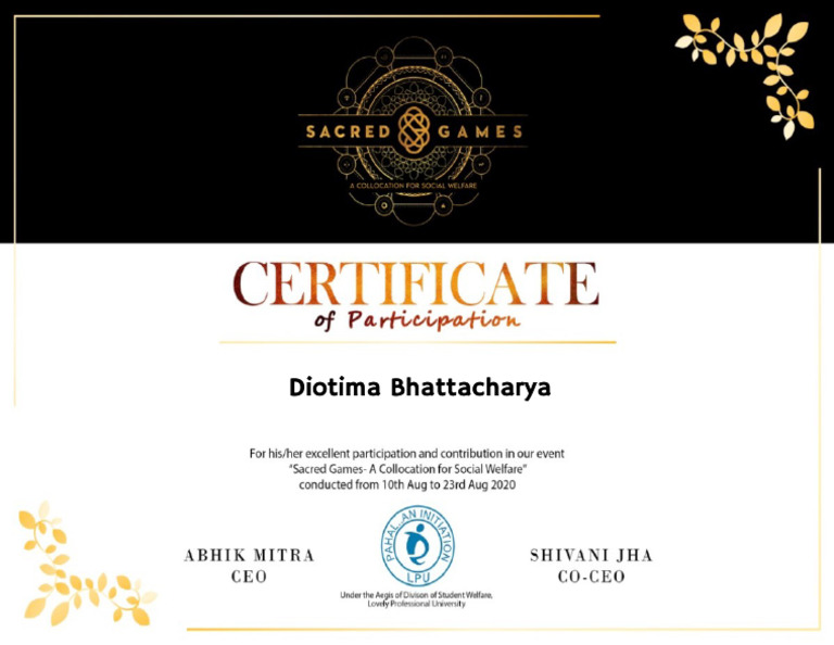 Pahal An Initiation Certificate | PDF