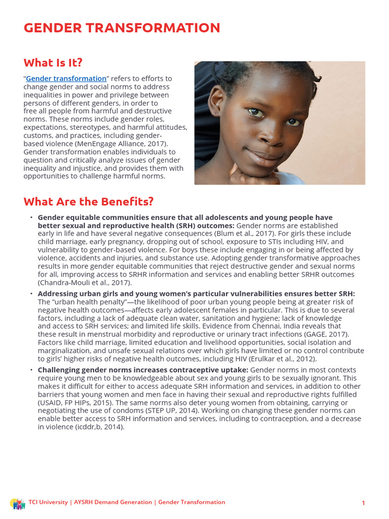 AYSRH Gender Transformation | PDF | Gender | Gender Studies
