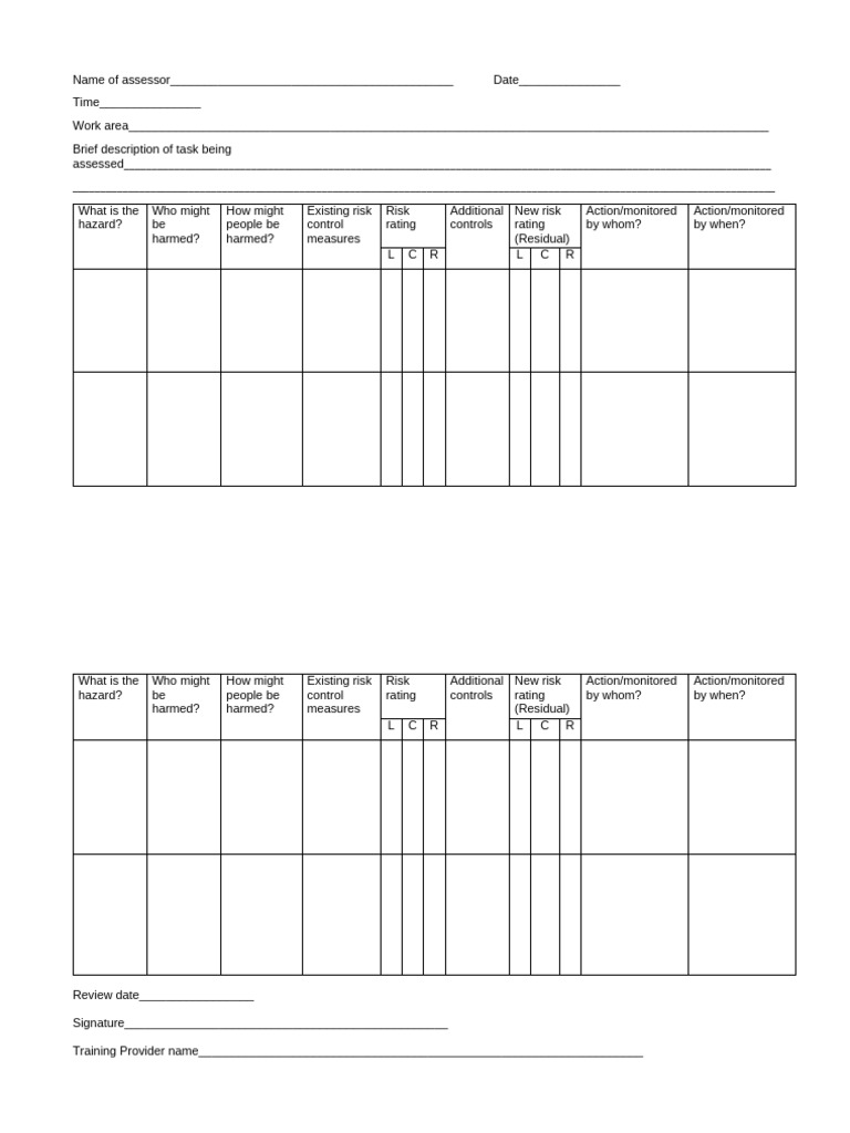 Backfilling Risk Assessment Template | PDF