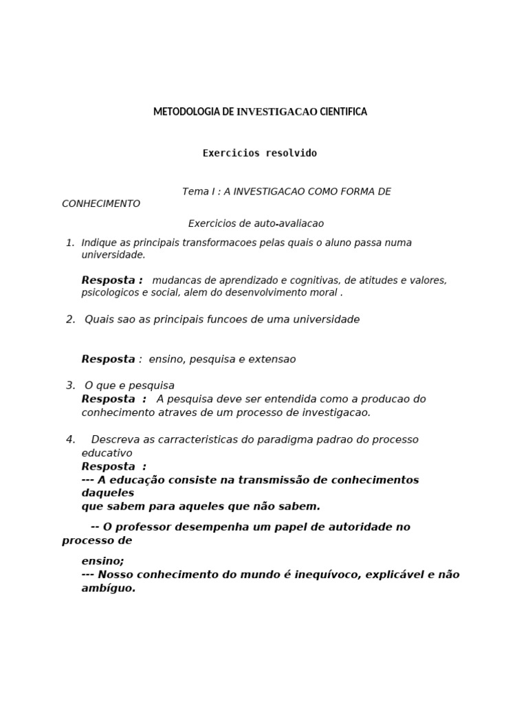 Metodologia de Investigação Científica | PDF | Paradigma | Science