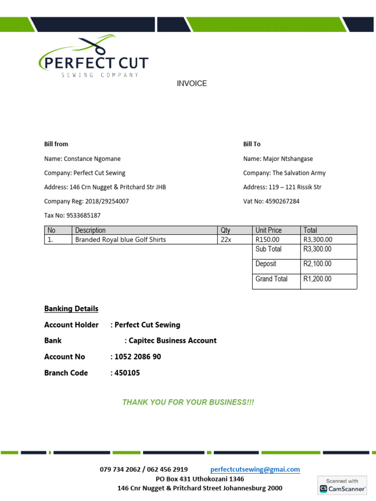Vosloorus Corps Invoice | PDF