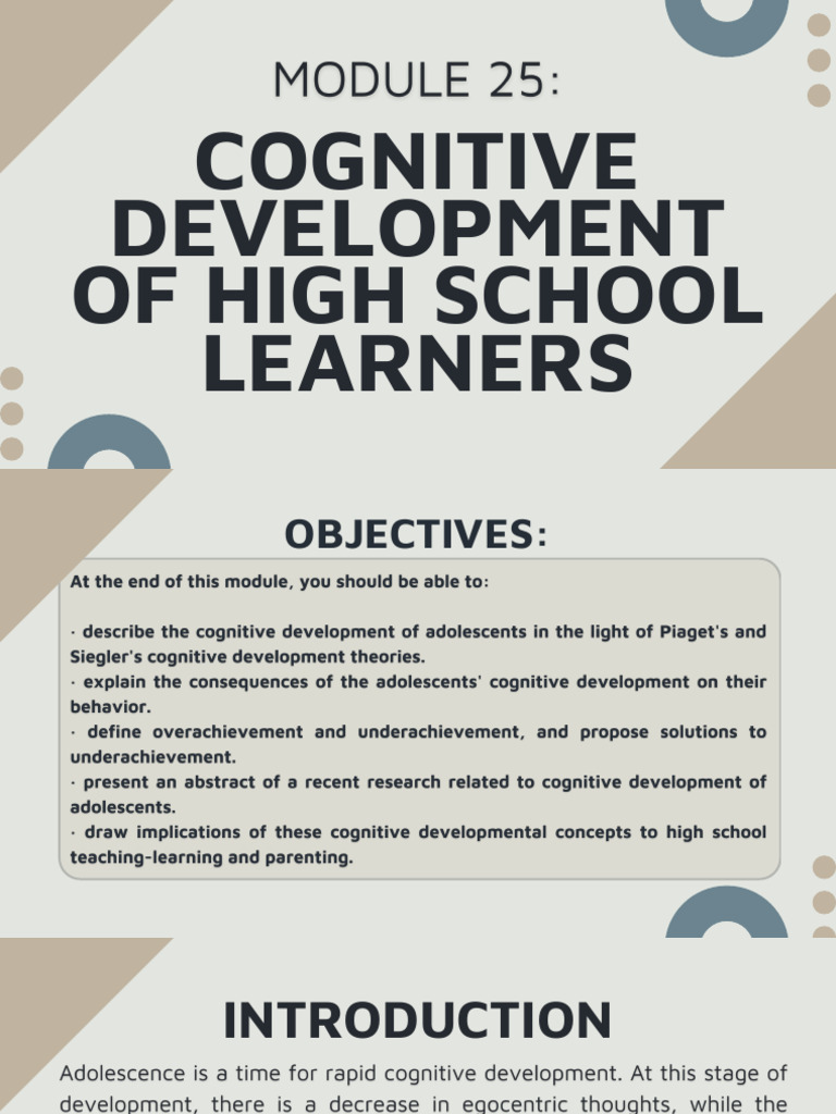 Cognitive Development in High School Students | PDF | Adolescence | Thought