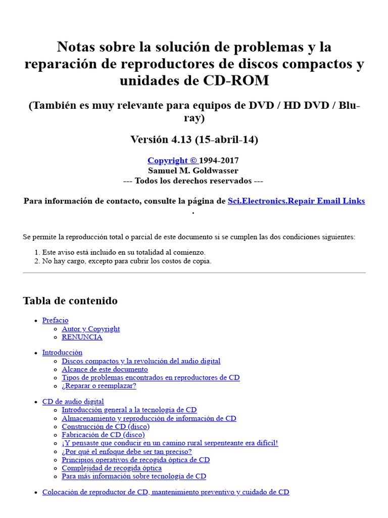 Notes On The Troubleshooting and Repair of Compact Disc Players and ...