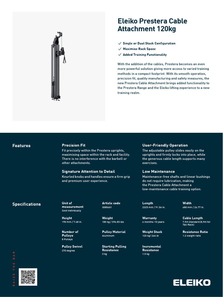 Eleiko Prestera Cable Attachment Overview | PDF | Manufactured Goods