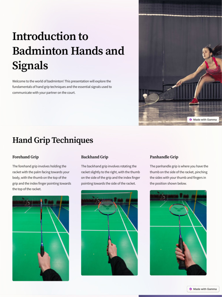Introduction To Badminton Hands and Signals | PDF | Athletic Sports