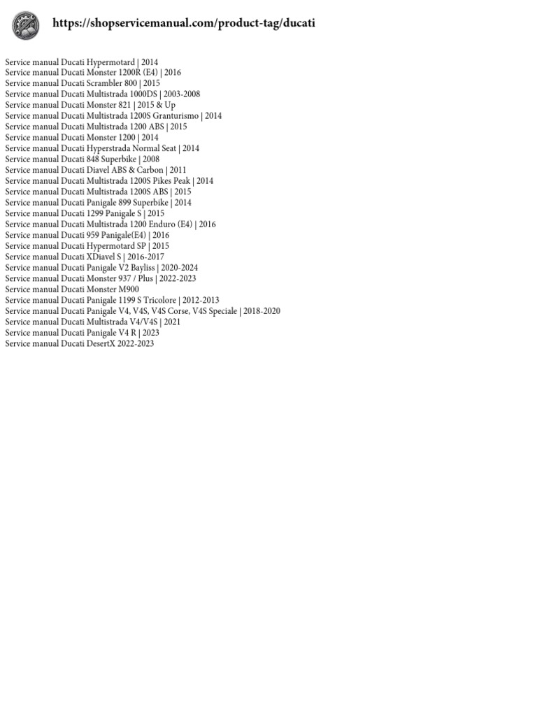 Ducati Service Manuals Collection | PDF