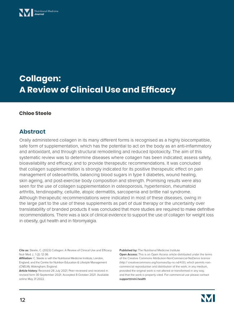 NMJ Collagen A Review of Clinical Use and Efficacy | PDF ...