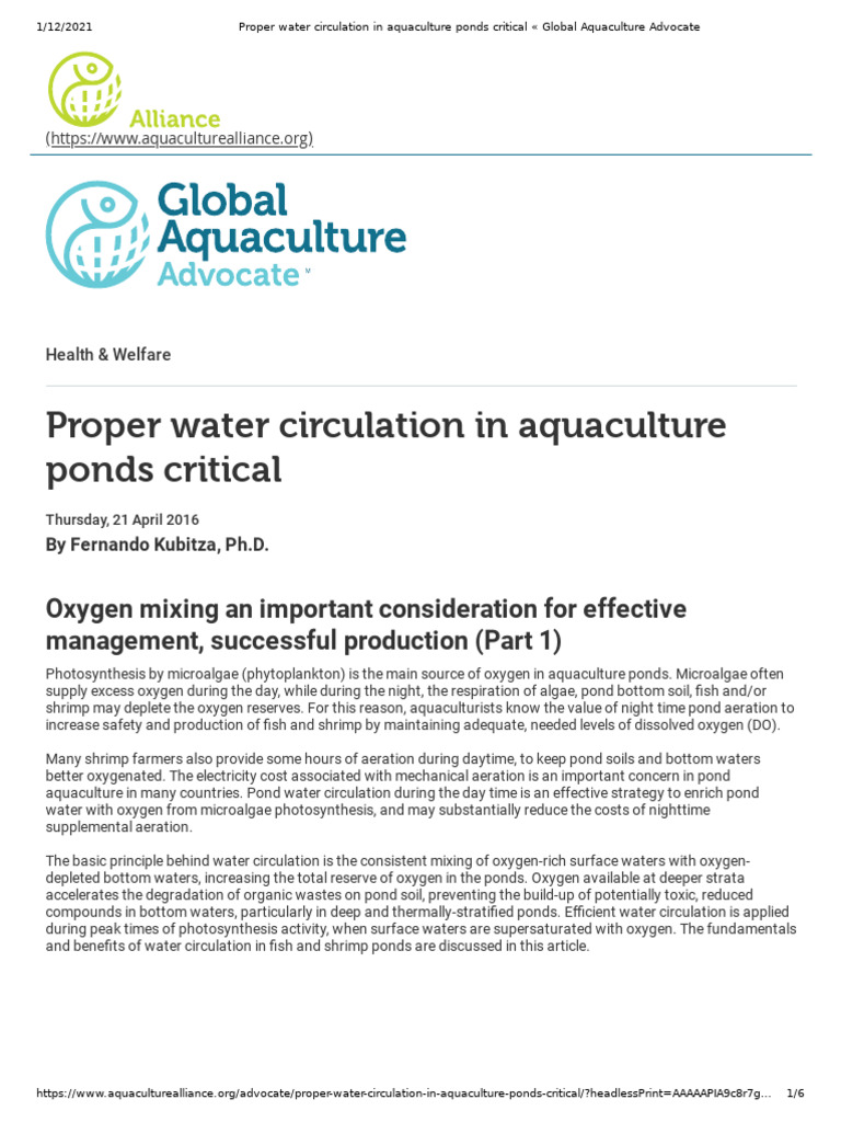 Essential Water Circulation in Aquaculture | PDF | Water | Pond