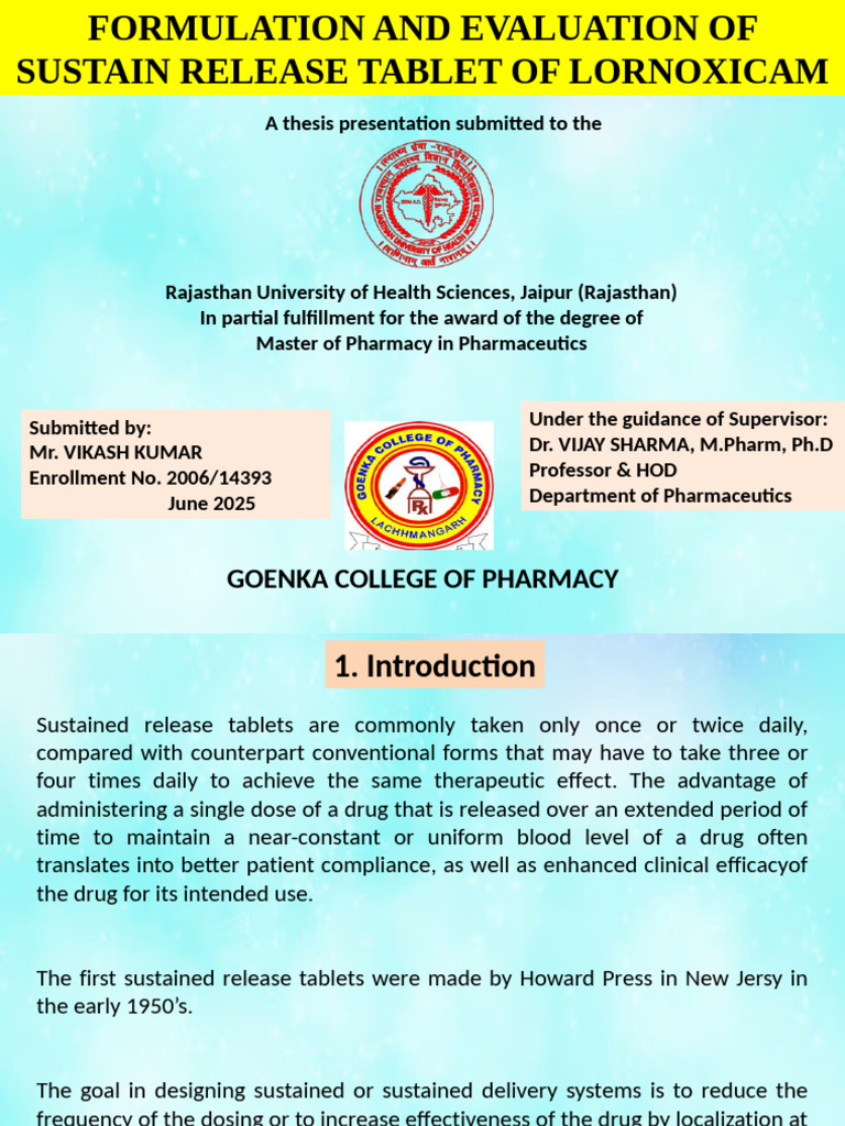 New Vikas PPT On Formulation Sustain Release of | PDF | Pharmaceutical ...