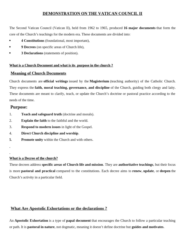 Overview of Vatican II Documents | PDF | Catholic Church | Second ...