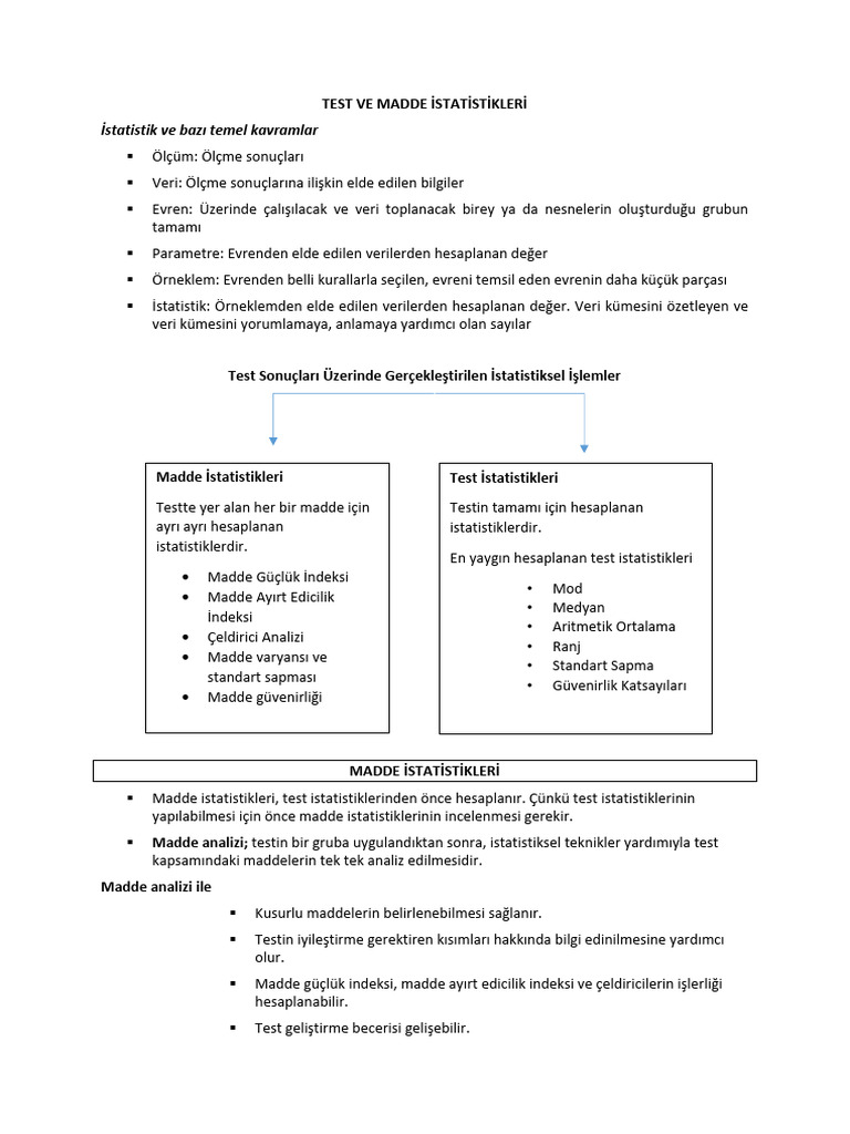 Madde İstati̇sti̇kleri̇ - 4. Üni̇te | PDF