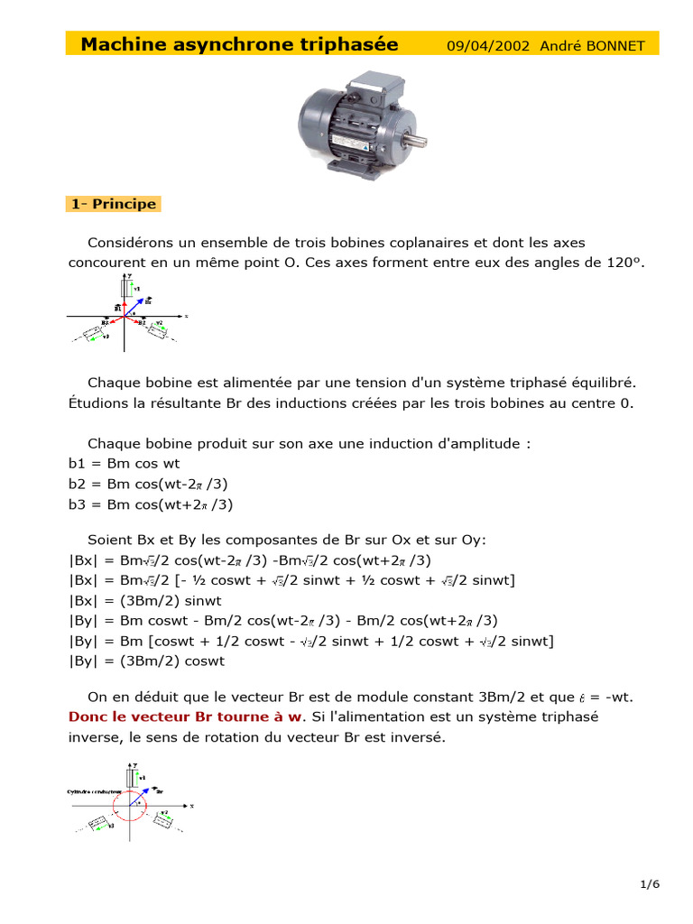 Machine Asynchrone Triphasée : Principe et Modélisation | PDF ...