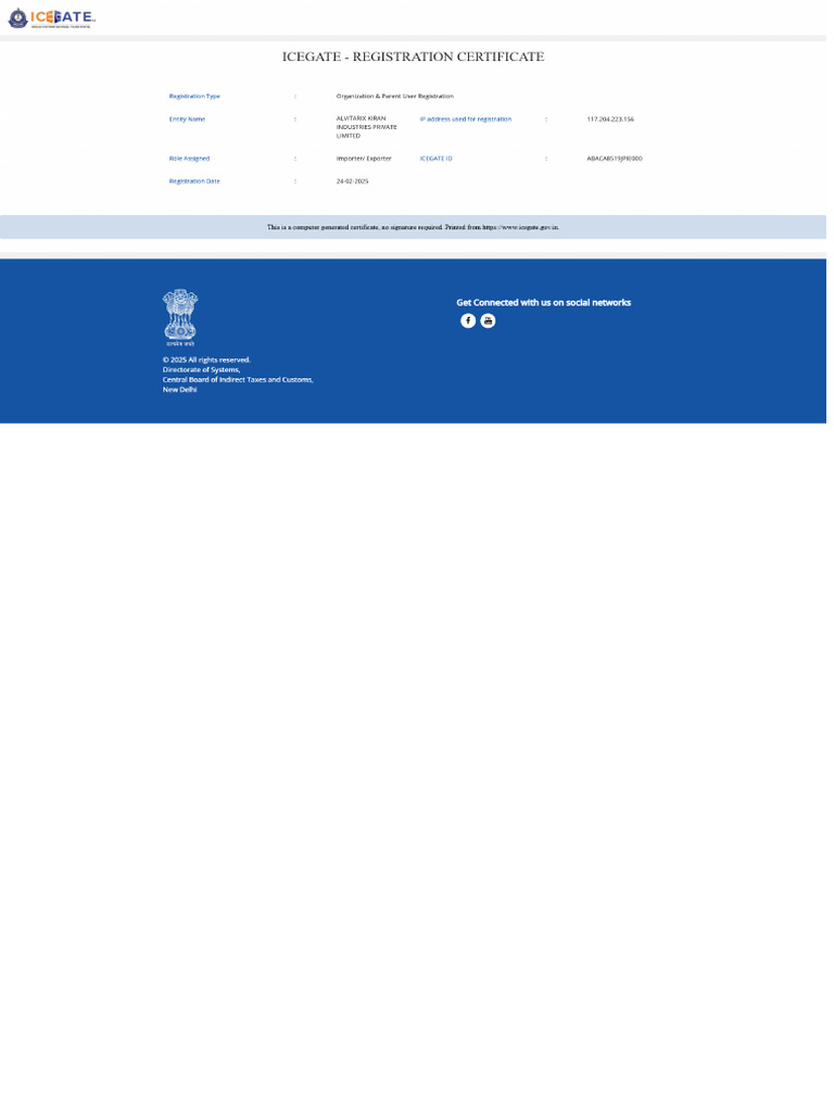 Registration Certificate | PDF