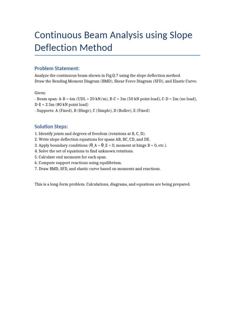 Slope Deflection Continuous Beam Q7 | PDF