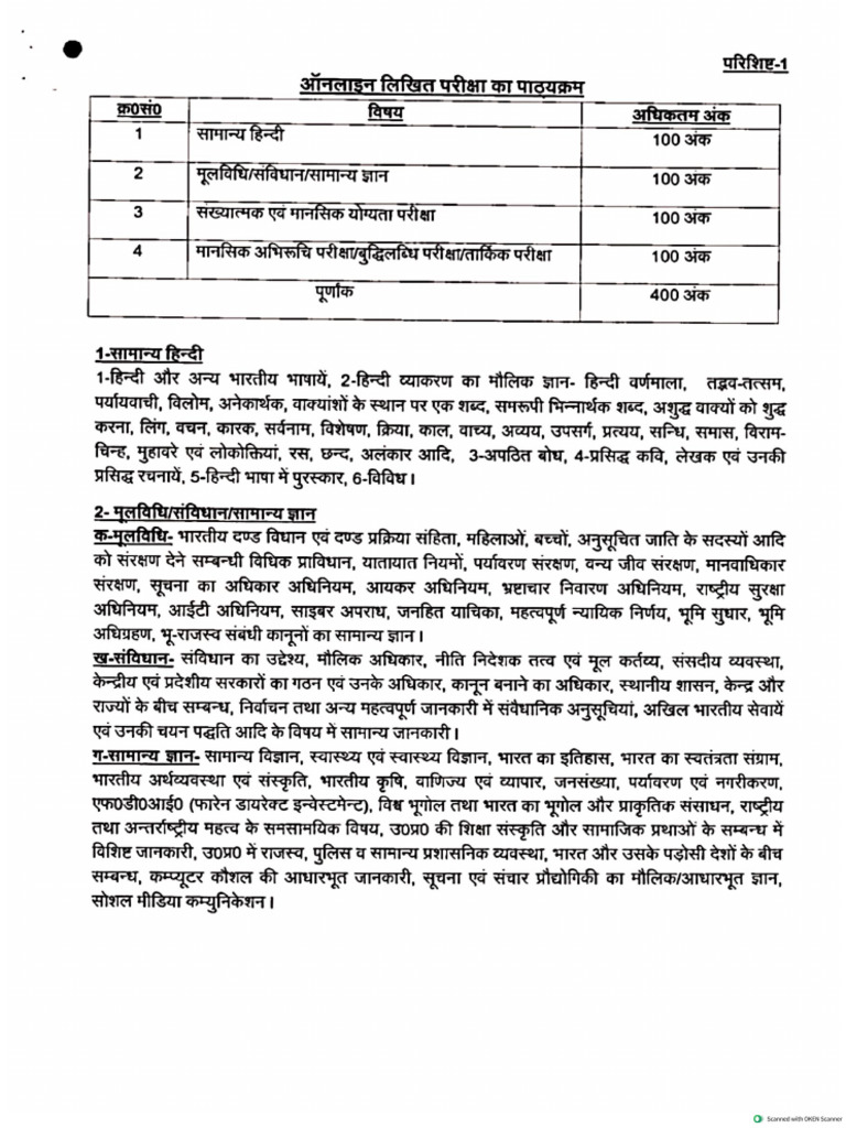 Up Police Sub Inspector Syllabus | PDF