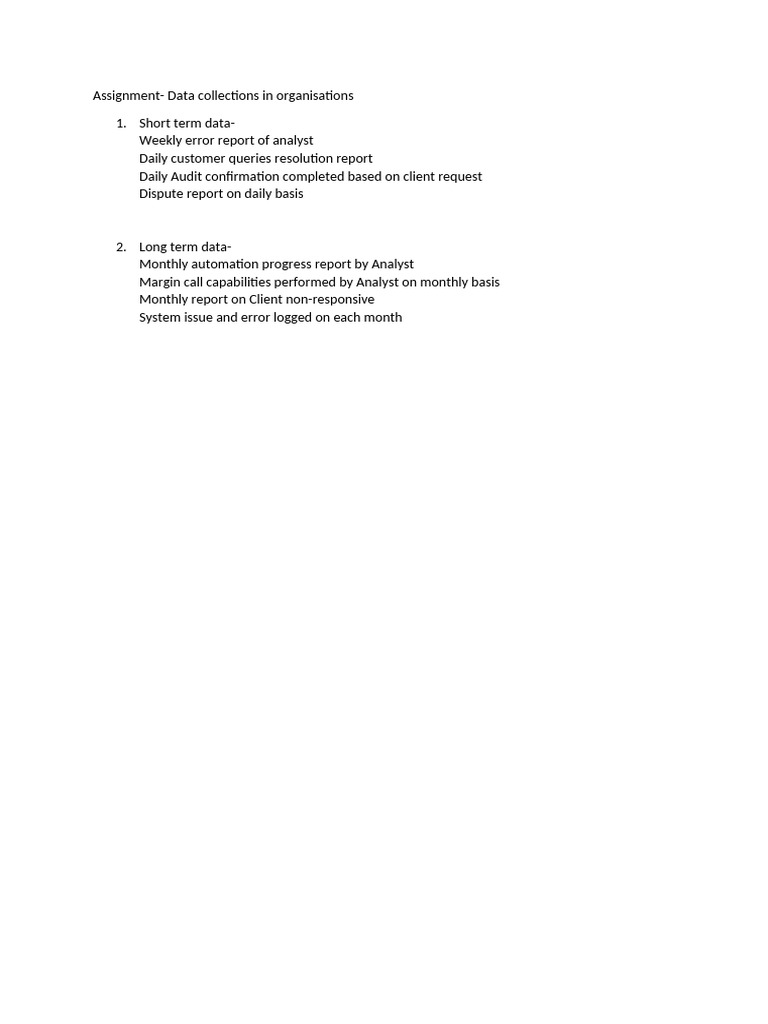 Data Collection Reports in Organizations | PDF