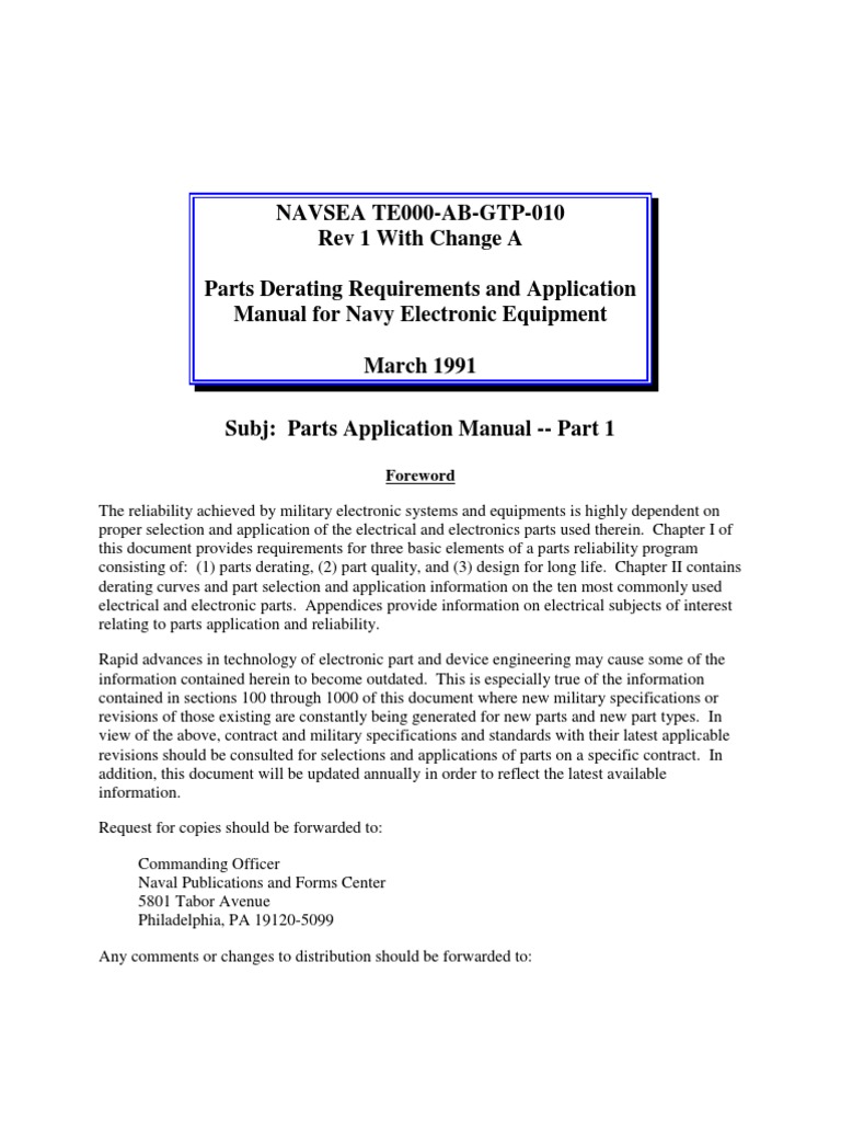 Parts Derating Requirements and Application Manual | PDF | Resistor ...