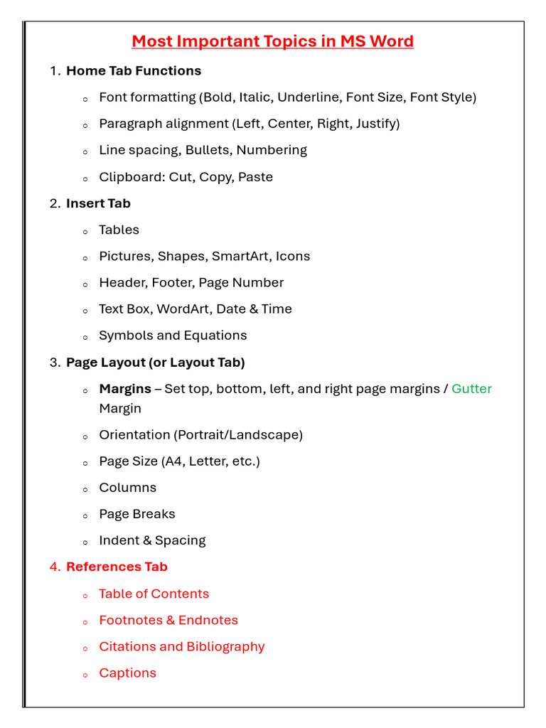 Essential MS Office Topics Overview | PDF | Microsoft Excel | Microsoft ...