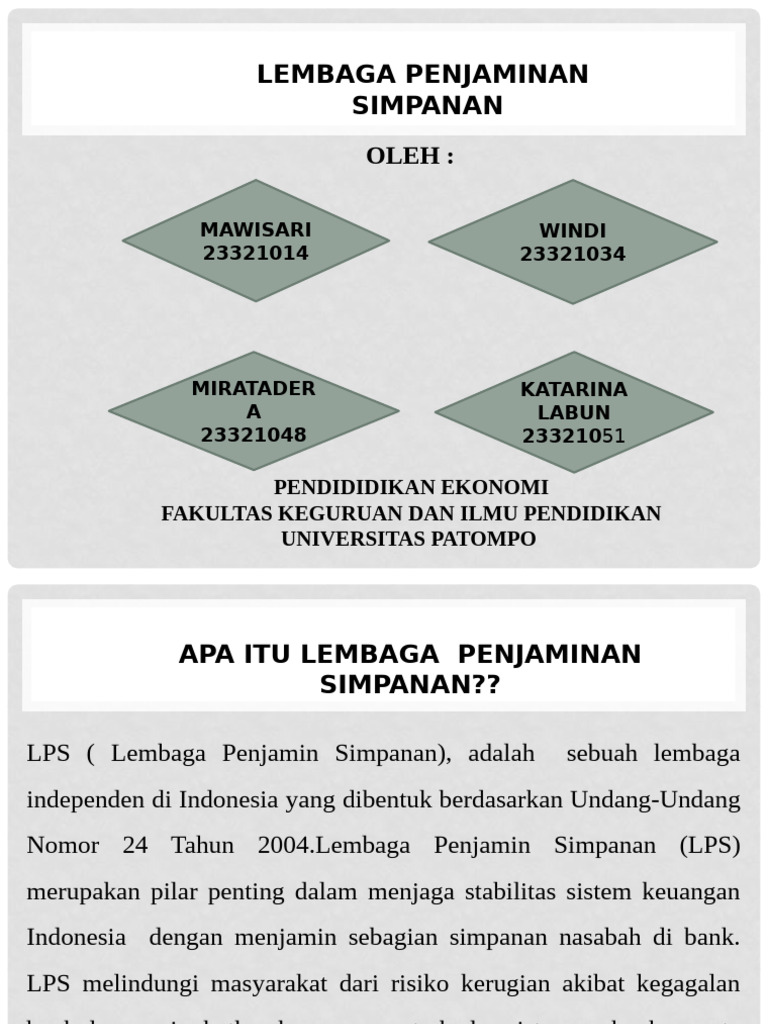 Peran dan Fungsi Lembaga Penjamin Simpanan | PDF