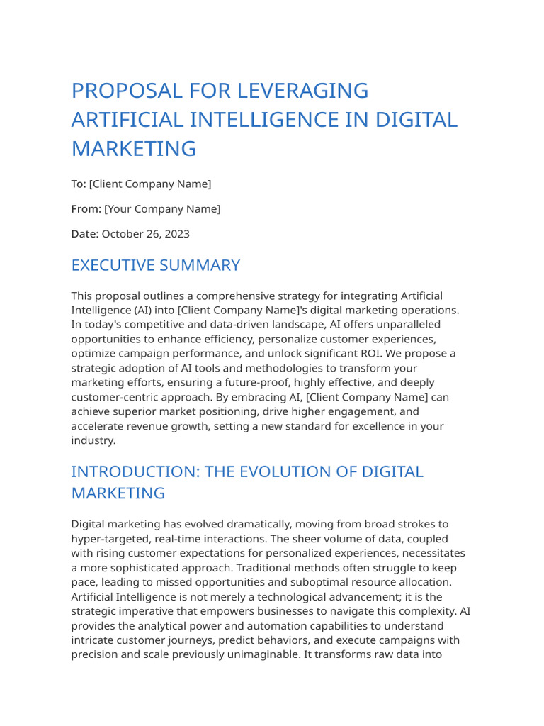 Ai Digital Marketing Proposal | PDF | Artificial Intelligence ...