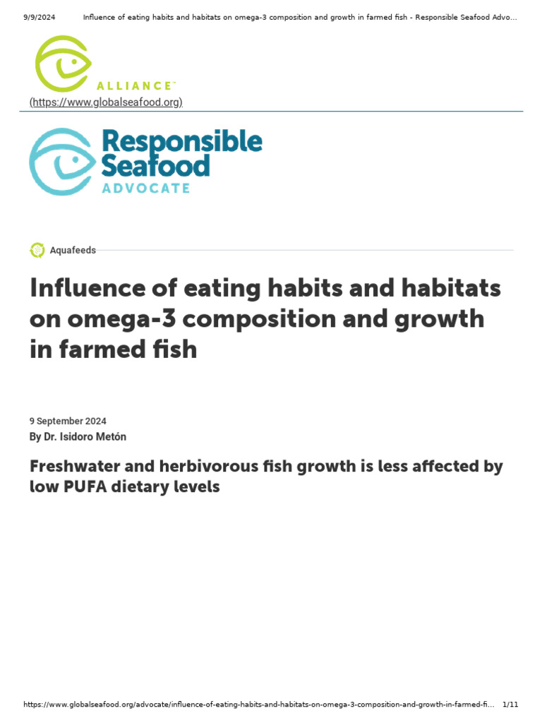 Omega-3 Impact on Farmed Fish Growth | PDF | Omega 3 Fatty Acid ...
