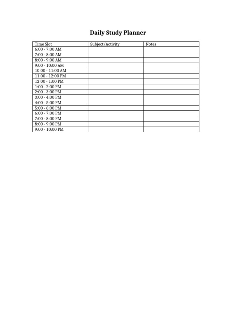Daily Study Planner Colored | PDF