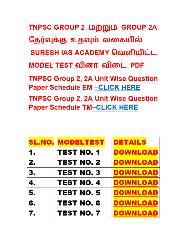 TNPSC Group 2 Model Test Papers PDF | PDF