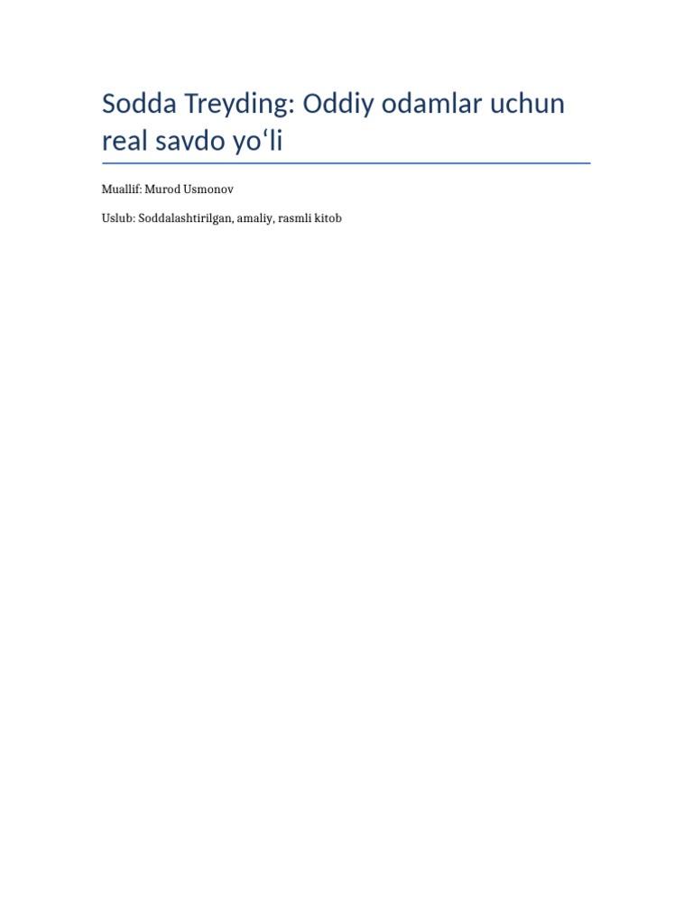 Sodda Treyding Murod Usmonov | PDF