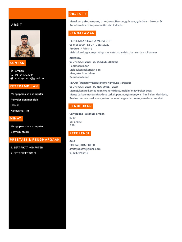 Pengalaman Kerja dan Pendidikan Arsit | PDF