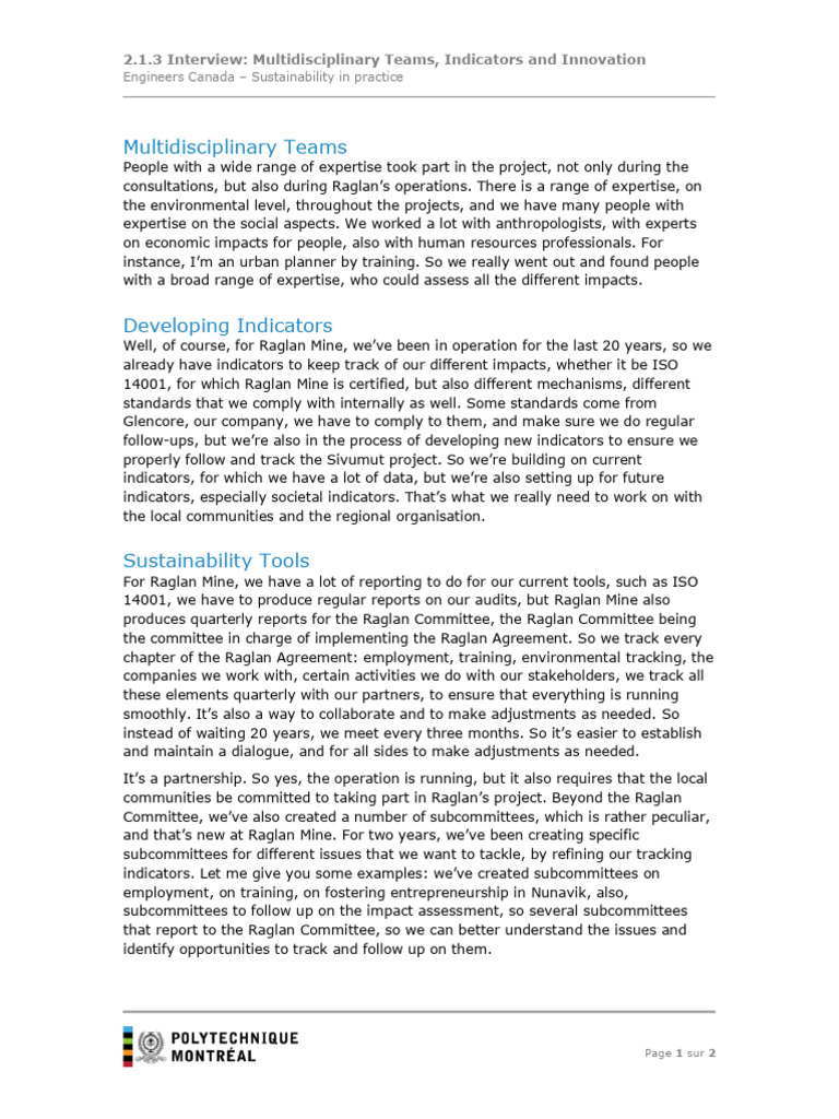 2.1.3 Interview - Multidisciplinary Teams Indicators and Innovation ...