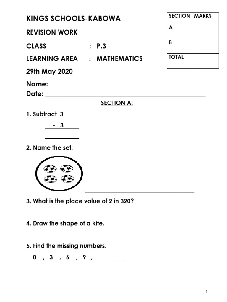P.3 Mathematics Revision Worksheet | PDF | Chess | Chess Theory