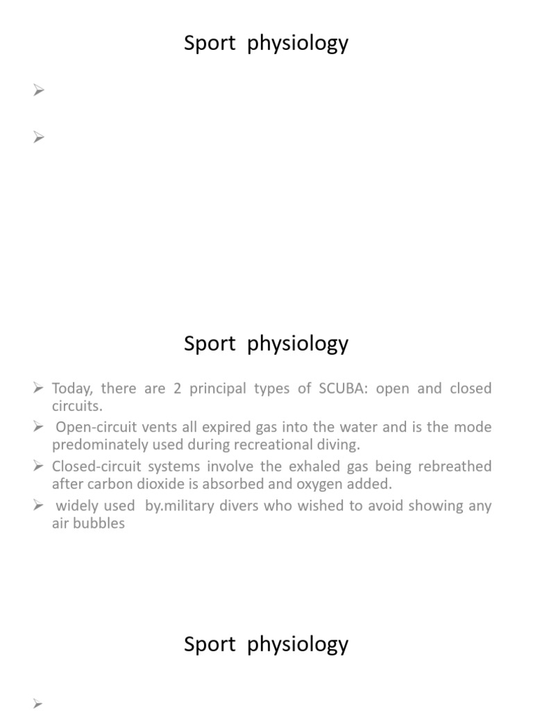Sport Physiology | PDF | Scuba Diving | Underwater Diving