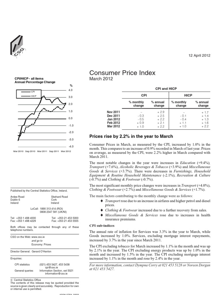 Consumer Price Index March 2012 PDF Consumer Price Index Economies