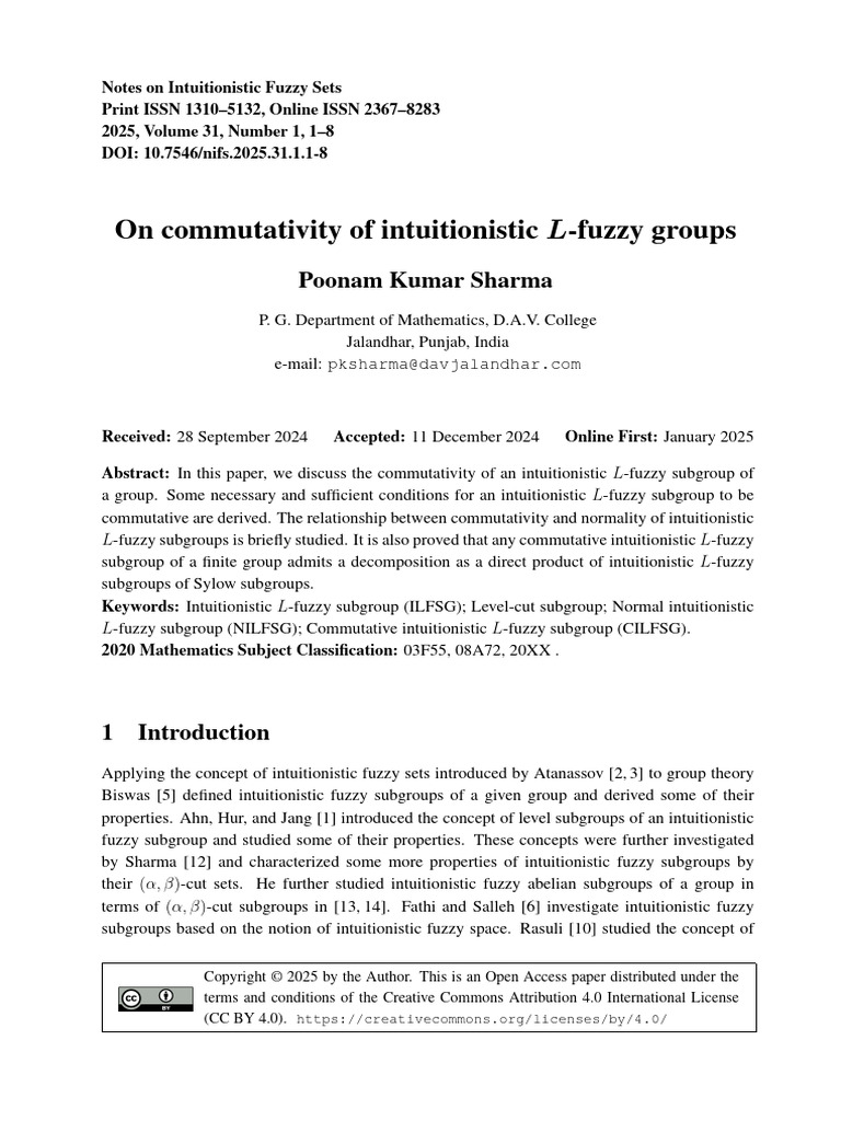 Commutativity in Intuitionistic L-Fuzzy Groups | PDF | Mathematics ...