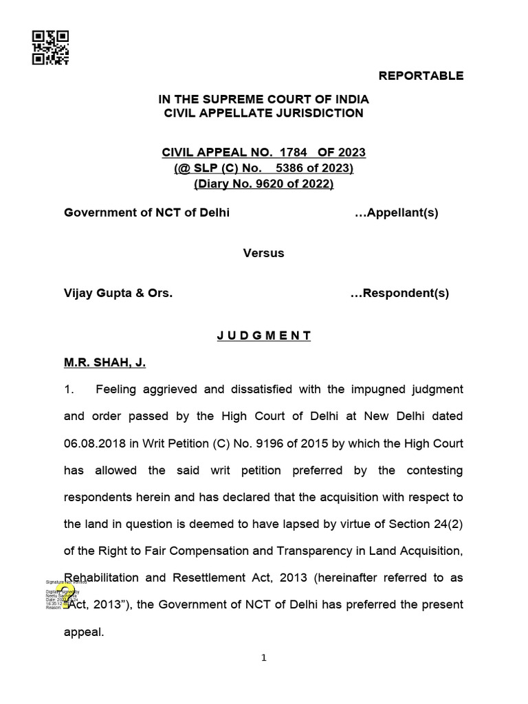 Supreme Court Ruling on Land Acquisition | PDF | Appeal | Judgment (Law)