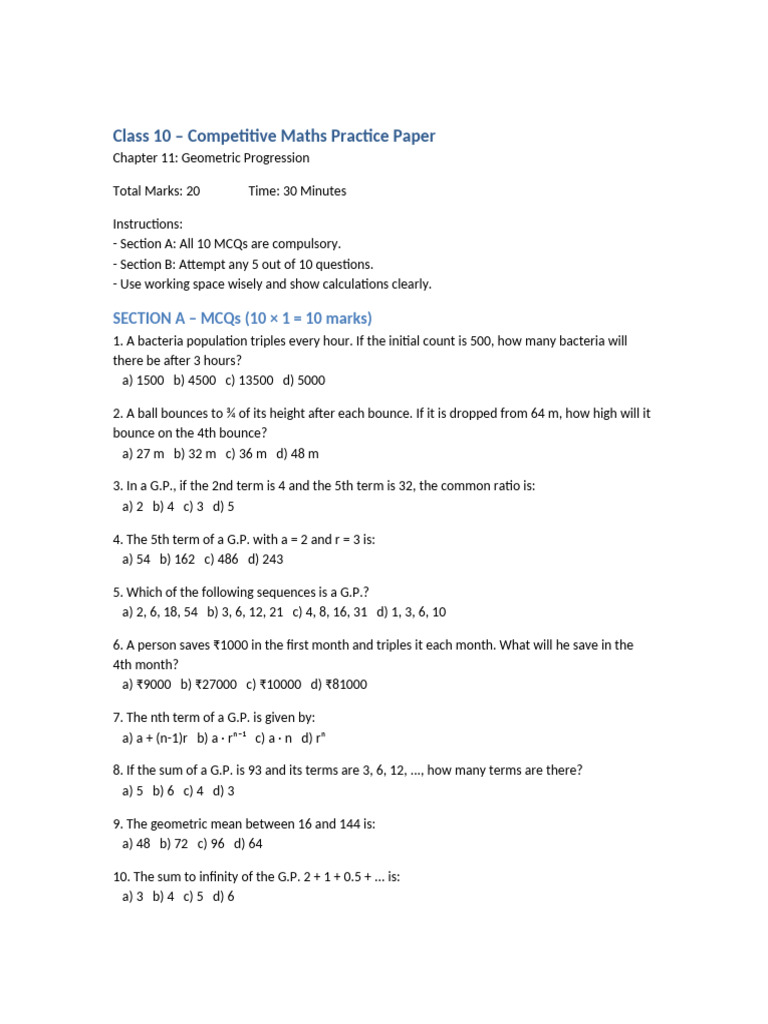 Competitive GP Paper Class10 | PDF | Chess | Chess Theory