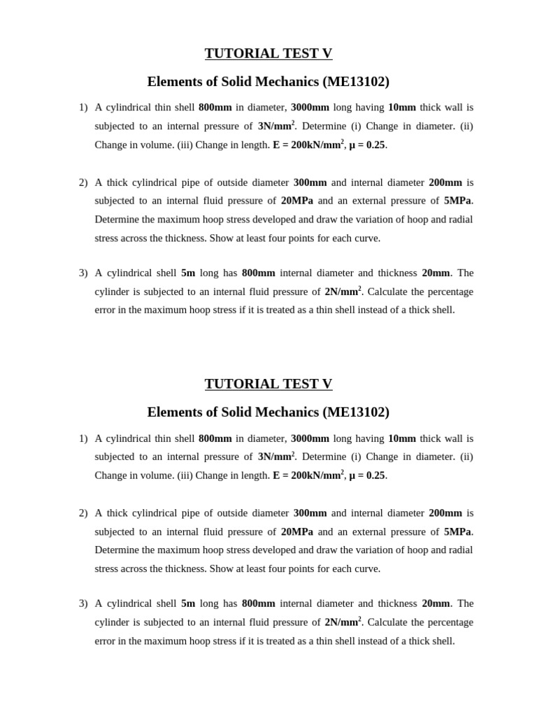Tutorial Test V | PDF