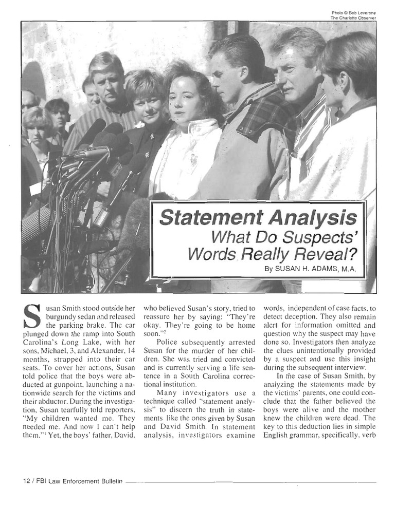 Adams Susan - Statement Analysis - What Do Suspects Words Reveal | PDF